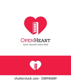 Heart logo with an open door for charity or giving organization