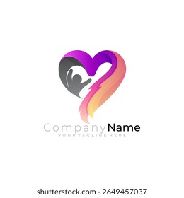 Heart logo and people care design combination, unity logos