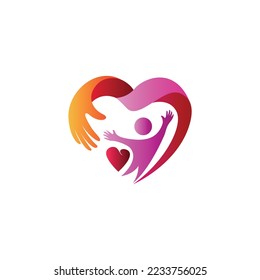 Heart logo and people design