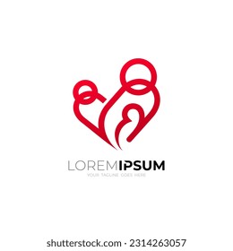 Heart logo and people design, Charity and support vector concept, love and happy life vector illustration.