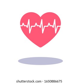 Heart logo with a pulse. The concept of health and heart check, pulse monitoring. Illustration on a medical theme.
