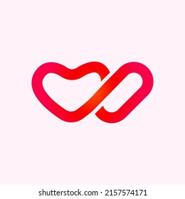 Heart logo with red gradient. Sign of mutual assistance, help, guardianship, care. Abstract letter w