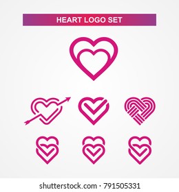 Heart logo set