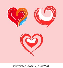 Heart Logo set design vector template illustration hand drawn