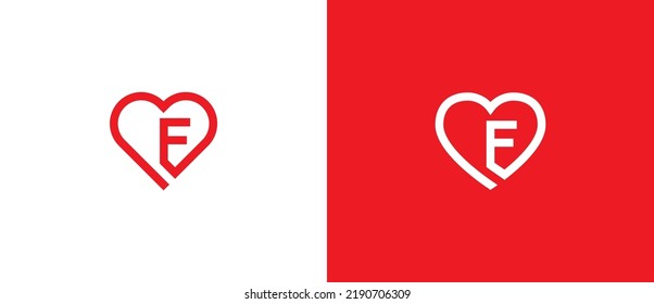 Heart Logo sign icon symbol Design Line Art Style with Letter F. Love, Medical Health Care Logotype. Vector illustration logo template