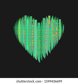 Heart logo sign. Scottish fabric style, pixel. Love symbol. Modern design. Fashion print for clothes, cards, picture banner for websites. Vector illustration