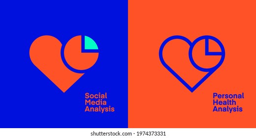 Heart logo. Social media like analysis symbol. Colorful, modern medical statistics emblem. Health icon.