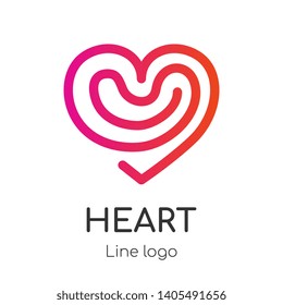 Heart logo. Suitable for wedding agency, health care, life insurance company. Curved flexible line in spiral in heart shape. Vector illustration can be used as corporate branding, logotype, identity.