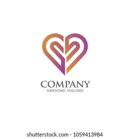 heart logo template, creative love vector concept