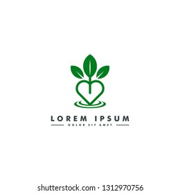 Heart logo template. Love farm icon design vector