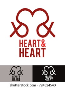 Heart & Heart Is A Logo Template In Vector Format, Completely Re-sizable And In Color And Black And White Versions. It Represents Two 