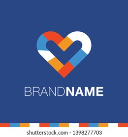 Heart logo template. vector Heart symbol for business logotype. Abstract line medical health logo icon design.