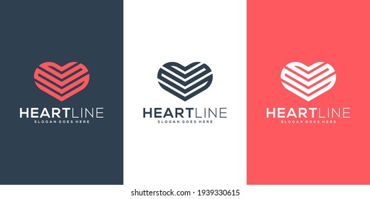 heart logo vector design line