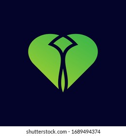 Diseño vectorial de logotipo cardíaco. Símbolo del icono de San Valentín y amor. Eps10
