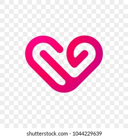 Heart logo vector icon. Isolated modern heart symbol for cardiology pharmacy and medical center. Valentine love or wedding greeting card fashion design for web social net application