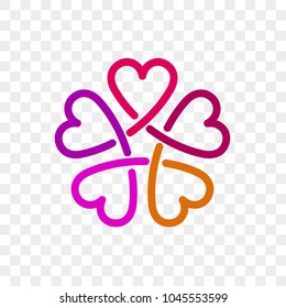 Heart logo vector icon. Isolated modern abstract line red pink heart flower symbol for cardiology medical center or charity, Valentine love or wedding greeting card fashion design