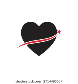 Icono de Vector de logotipo de corazón con estrella Swoosh. Símbolo creativo moderno para el éxito, la salud, el amor o la marca de logros.