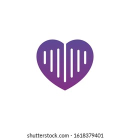 heart logo vector with sound wave