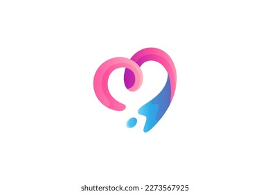 Herzlogo mit Wassersplash-Element in einfachem Design