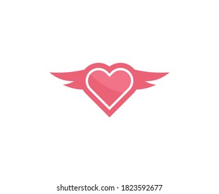 Icono vectorial de las alas del logotipo del corazón 