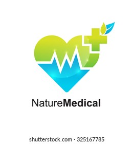 Heart logo,Medical pharmacy,Medical Cross Logo Pharmacy natural eco Clinic design vector template. Medicine Health care Logotype. Ecology Green Healthcare icon