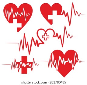 heart Logos with the cardiogram.