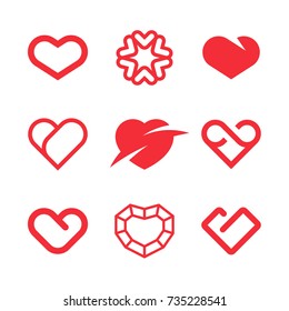 Heart logos and icons