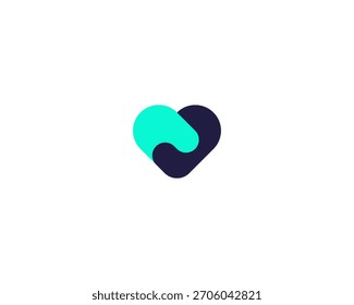 Logotipo cardíaco de formas abstratas. Símbolo universal de cooperação em negociação de handshake. Amor criativo sentimento vetor sinal.