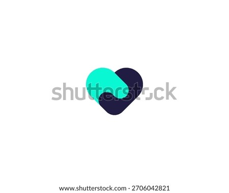 Heart logotype from abstract shapes. Universal handshake deal cooperation symbol. Creative love feeling vector sign.
