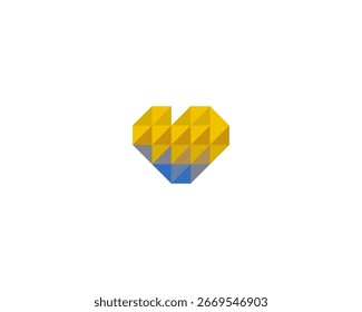 A heart logotype from geometric shapes. Universal love feeling valentines day vector sign. Creative cardiology health sign.