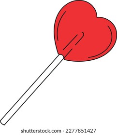 Heart Lolipop Hand Draw Vector Art