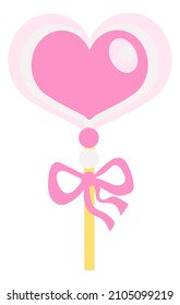 Heart Lolipop. Sweet Candy On Stick In Cute Cartoon Style