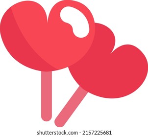 Heart lolipops, illustration, vector on a white background.