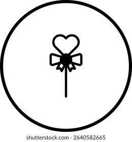 Heart lollipop with bow vector icon for valentines day, love and sweets treat