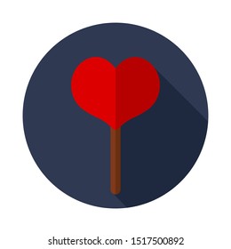 Heart lollipop flat icon, heart shaped lollipop colored vector icon
