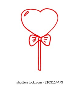 heart lollipop hand drawn in doodle style