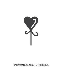 Heart lollipop icon vector, filled flat sign, solid pictogram isolated on white. Symbol, logo illustration.