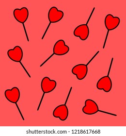 Heart lollipop pattern. Vector illustration.