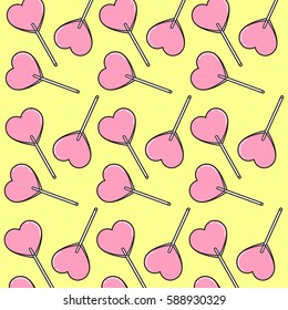 Heart lollipop pattern. Vector illustration.