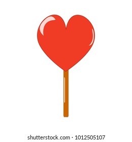 Heart lollipop for Valentine's Day. Vector illustration of a heart isolated on white background.
