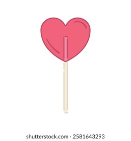 Heart Lollipop, Lollipop Vector, Valentine's Day, Candy Vector, Cute Heart Vector, Heart Candy, Vector Illustration Background