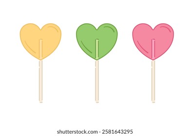 Heart Lollipop, Lollipop Vector, Valentine's Day, Candy Vector, Cute Heart Vector, Heart Candy, Vector Illustration Background