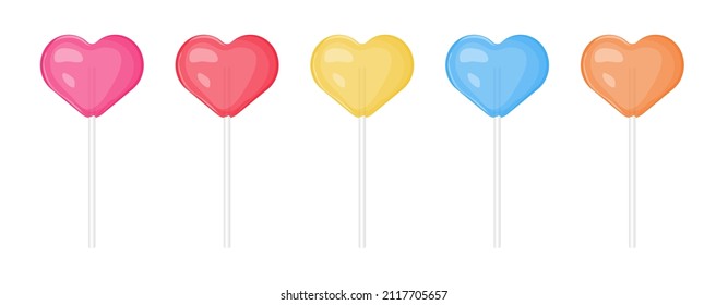 Heart lollipops multicolored caramel set