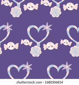 heart lollypop and candies, seamless pattern design, perfect to use on the web or in print