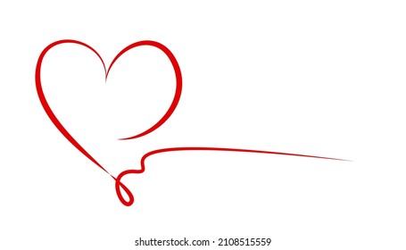 a heart looked like a line on white background