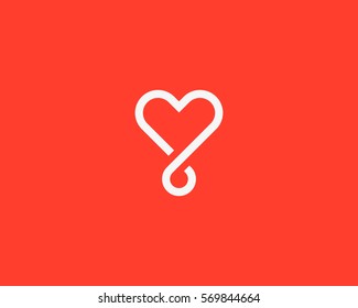 Heart loop vector logotype. Linear medical social logo symbol design.