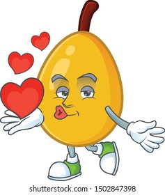 With heart loquat cartoon mascot for diet food.