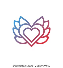 Heart Lotus Flower Gradient Design Template