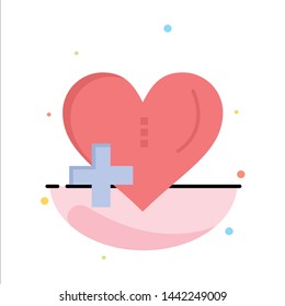 Heart, Love, Add, Plus Abstract Flat Color Icon Template