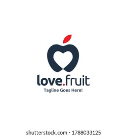 Heart Love with Apple Fruit Simple Modern Icon logo apps design